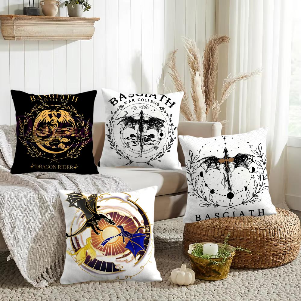Cool F-Fourth Wing Dragon Cushion Cover Silky Short Plush Invisible Zipper Dustproof Sofa Pillow Case For Home Decor