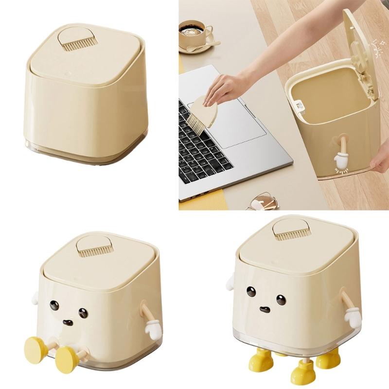 Space Saving Mini Trash Bin for Desk Press To Open Lid Plastic for Home and Office