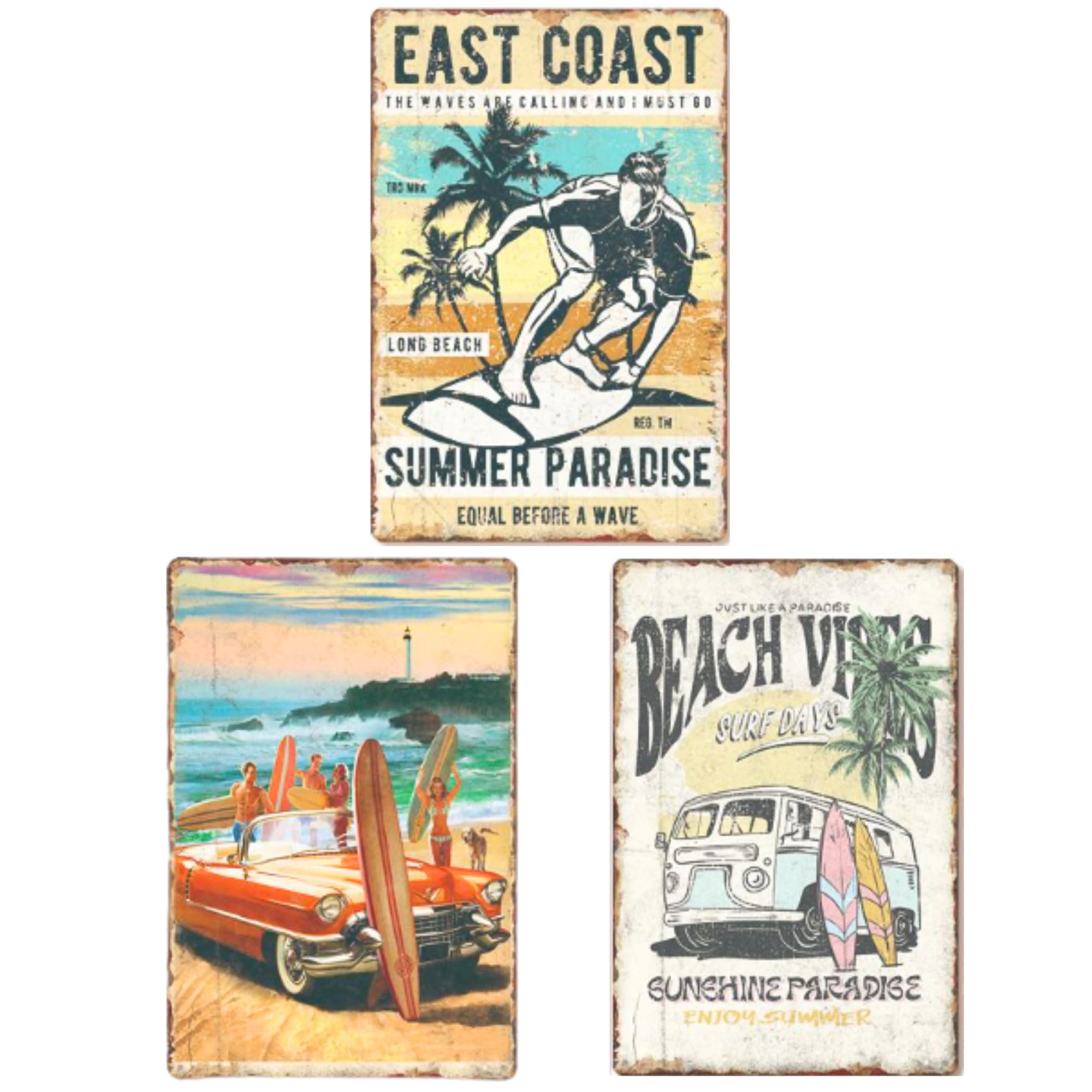 

Simple Garage Metal Signs, American Vintage Style Wall Decor, Retro Metal Wall Decor, Antique Vintage, Set of 3 (4)