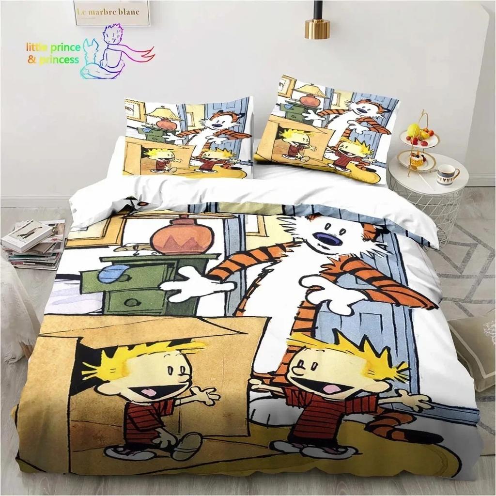 Cartoon Calvin Hobbes 3D Print Bedding Set Single Twin Full Queen King Size Bed Set Adult Kid Bedroom Bedding Gift