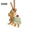 Seasonal Branch Decorations Christmas Resin Animal Ornament, Vintage Hanging Decor with Ribbon, Cute Bow Souvenirs Dog Santa Bear Patterns Xmas