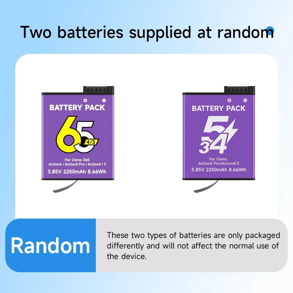 2250mAh DJI Osmo Action 5 Pro Action 4 Kamera için 3 kanallı hızlı şarj cihazlı Batarya DJI Osmo Action 4/3 Aksesuarları için