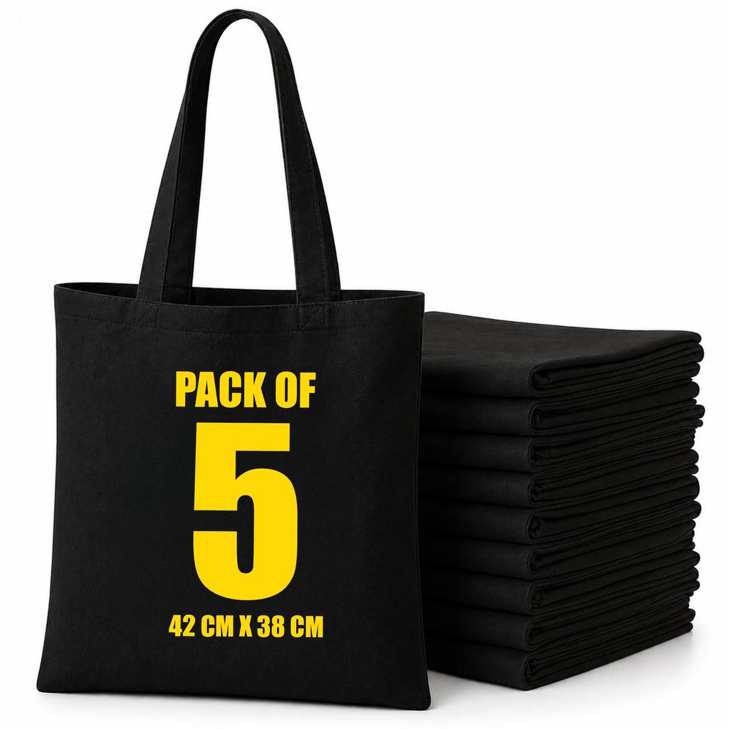 Cotton Shopper Bag 38 x 42cm 15L – Reusable Tote Bag in Black, White & Natural