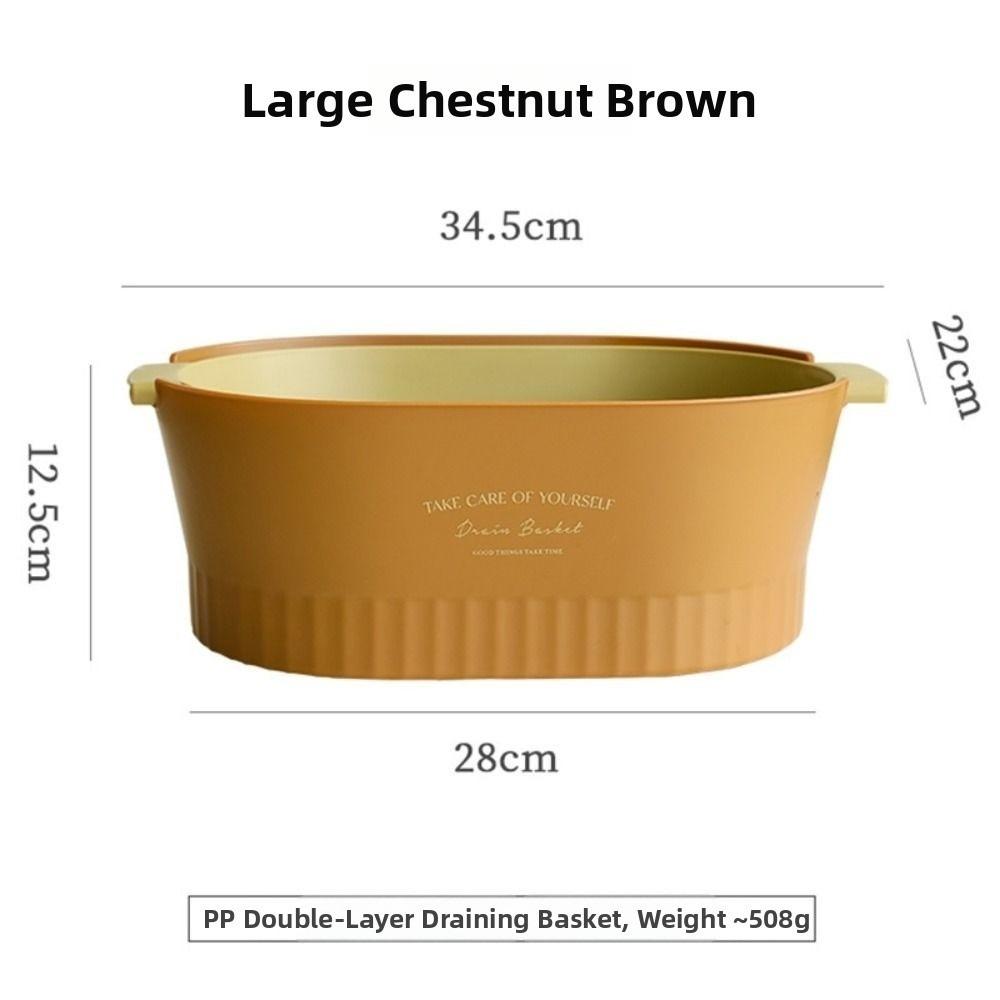 Large Fruit Vegetable Cleaning Basket Plastic Removable Washing Basin With Handle Double-layer Drainer Basket Kitchen Restaurant
