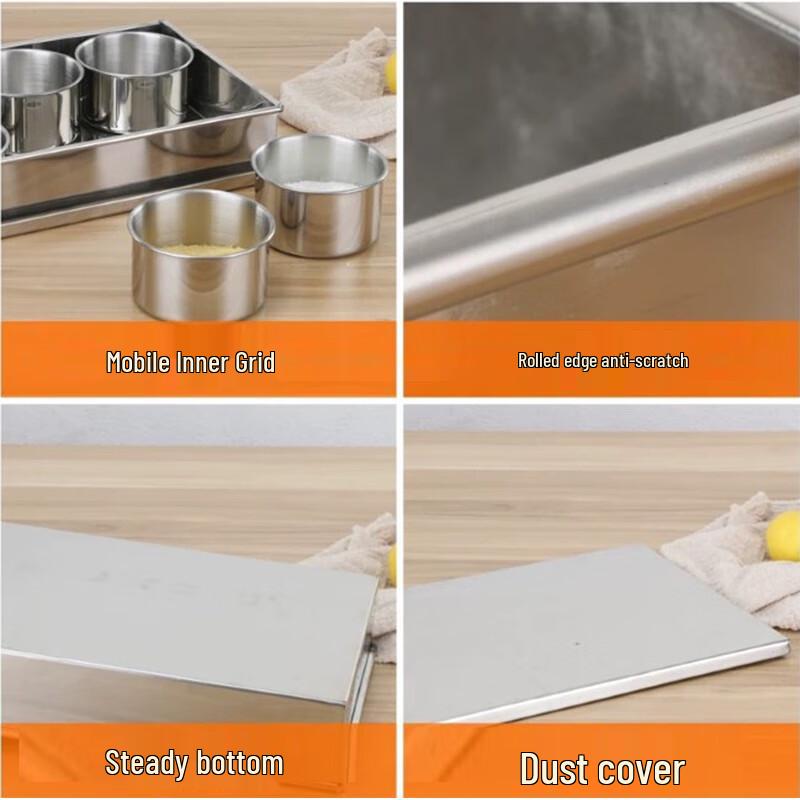 Direne Stainless Steel 8-Compartment Commercial Seasoning Box