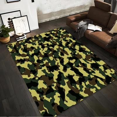 Camouflage-Muster Teppich mit Armeestil Grün1Braun1und Beige Design Geeignet für die Verwendung als Anti-Rutsch-Matte für1Zimmer und Schlafzimmer Sofas