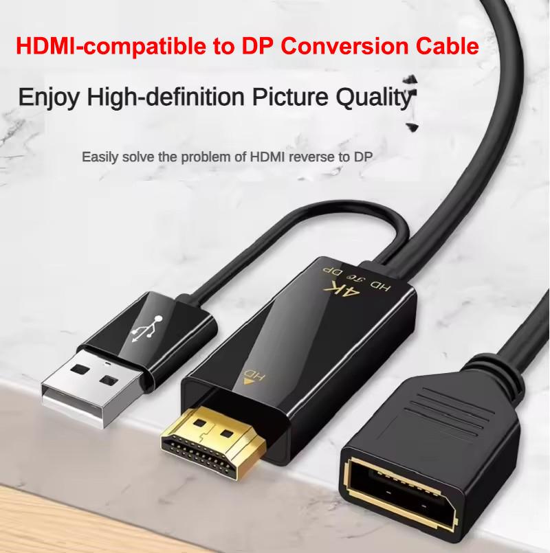 Cable Convertidor 4K compatible con HDMI a DisplayPort DP HDTV Macho a Adaptador Hembra DP Cable de Conversión para Portátil PS5 Xbox Monitor
