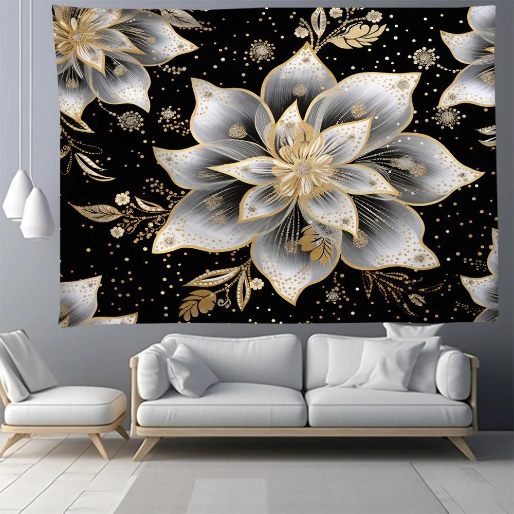 Black and White Tree Floral Pattern Bedroom Living Room Tapestry Home Wall Decoration Tapestry