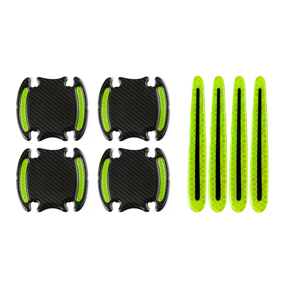 

3D Carbon Fiber Car Door Handle Stickers Scratch-Resistant Stickers Car Safety Reflective Strip Auto Stickers