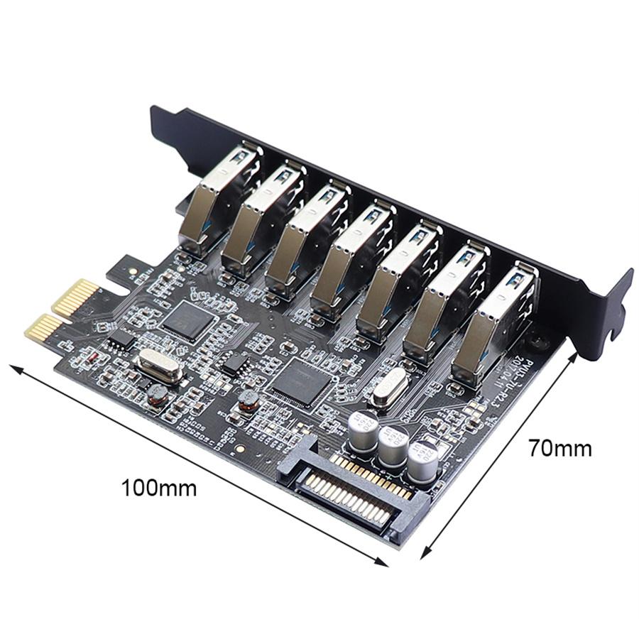 SuperSpeed USB 3.0 7 Port PCI-E Express Card with a 15pin SATA Power Connector PCIE Adapt VL805 and VL812 Chipsets