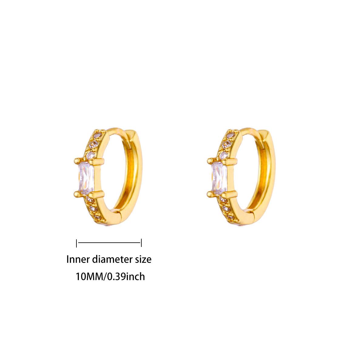 

Luxury Geometric Cubic Zirconia Hoop Earrings For Women Stainless Steel Gold Color Piercing Earring 2025 Fashion Wedding Zircon