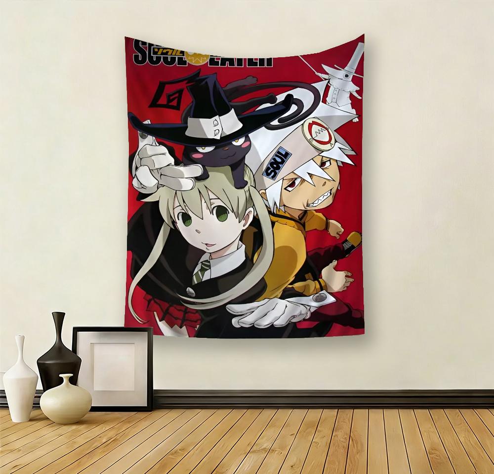 Soul Eater Tapestry, Death Scythe Witch Black Cat Uniform Theme Tapestry, Anime Bedroom Wall Decor Tapestry Flat Print
