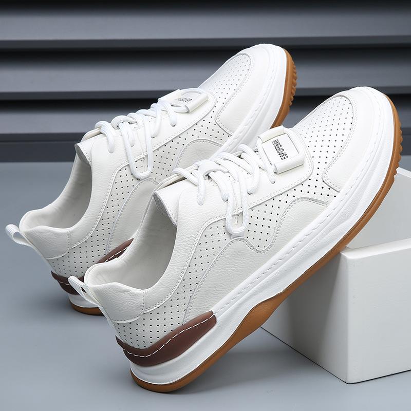 New Men's Shoes Summer Hollow Leather Breathable Crooked Clown Shoes Trend Versatile Casual White Shoes Men's Board Shoes