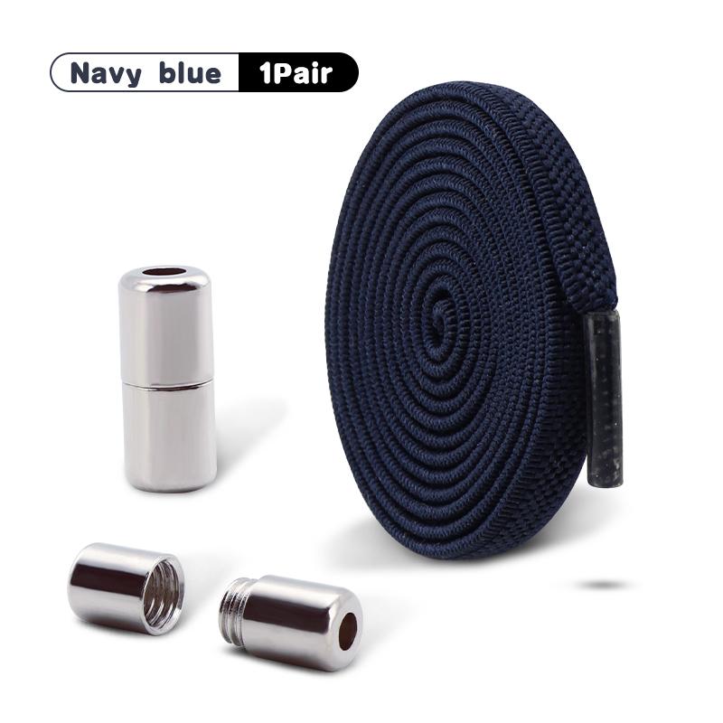 

1 пара шнурков без завязывания, шнурки с капсульным замком, эластичные шнурки без завязок, шнурки для кроссовок, детские, взрослые, плоские шнурки 0,6 см для обуви темно-синий