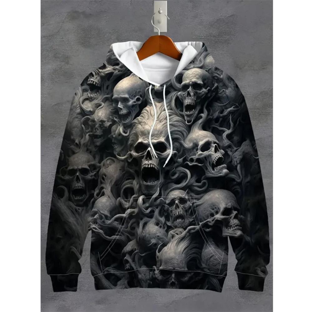 Vintage Herren- und Damen-Sweatshirt 3D Totenkopf Grafikdruck Lässiger Hoodie Herbst Übergroße Kleidung Harajuku Langarm Kinder Pullover