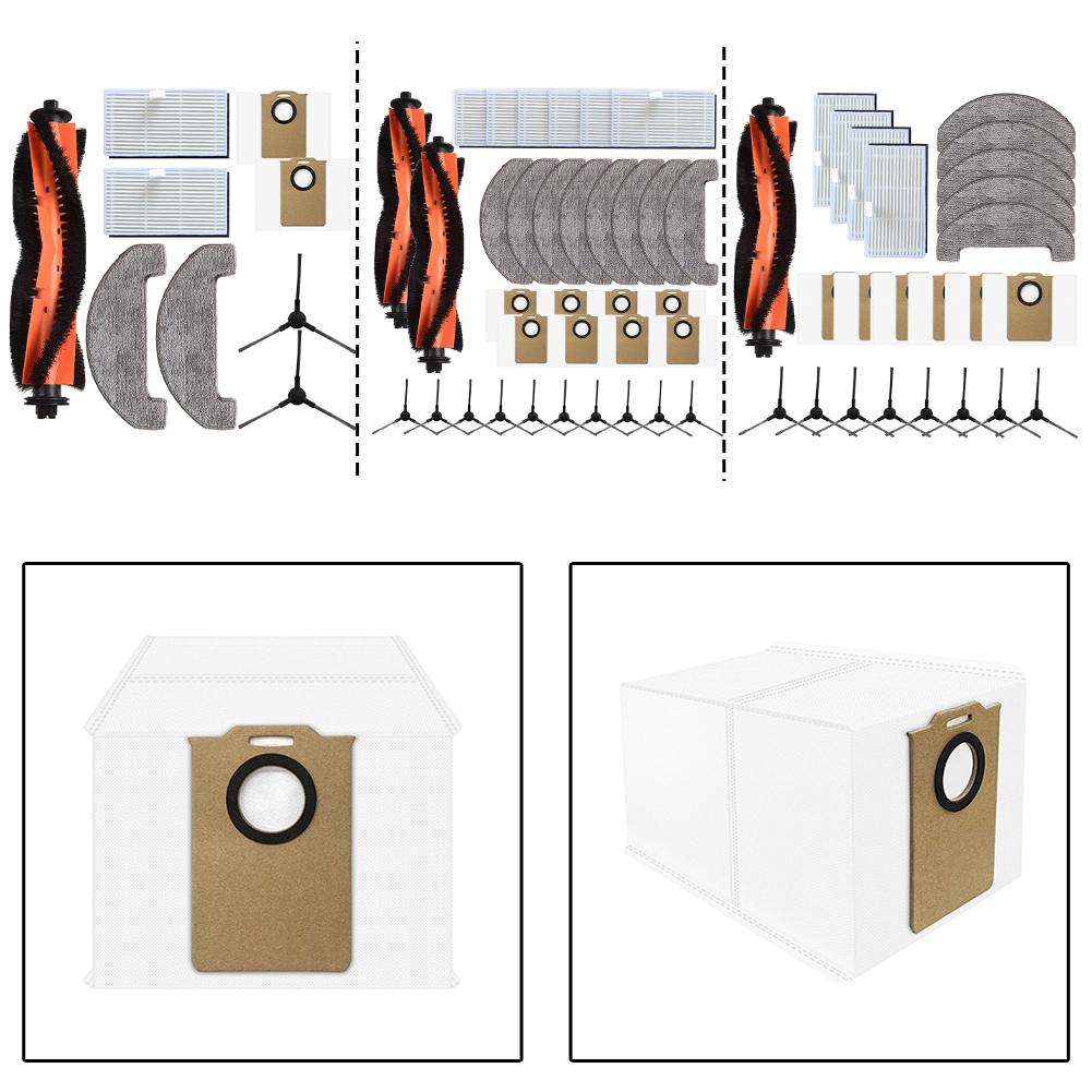 For MONSGA MS1 MAX Robot Vacuum Spare Parts Kit – Main Brush, 2 Side Brushes, 2 Filters, 2 Mop Cloths, 2 Dust Bags