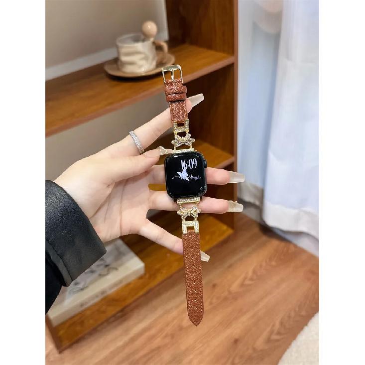Leather Watch Bands for Apple Watch Women Band 38 4142 44 46 49mm Bracelet Bling Butterfly Slim Leather Strap for iWatch S10 9 8