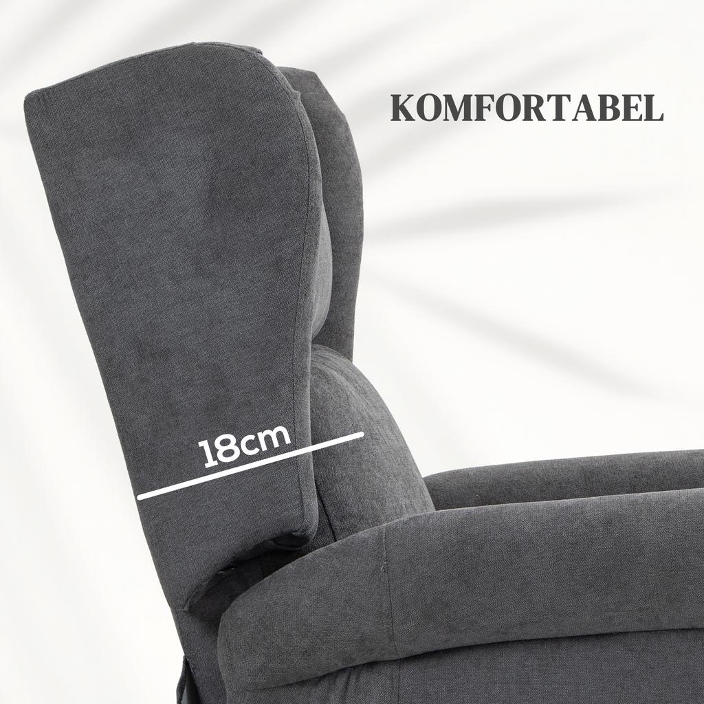 Recliner Chair Lift Assist Reclining Function Up To 200kg 72.5x94x109cm Dark Gray