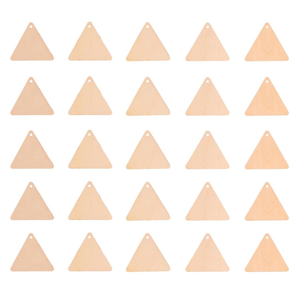 60pcs Wood Triangle Slices Blank Cutouts With Hole Smooth Eco-Friendly For Diy Craft Painting Wedding Christmas Decorations
