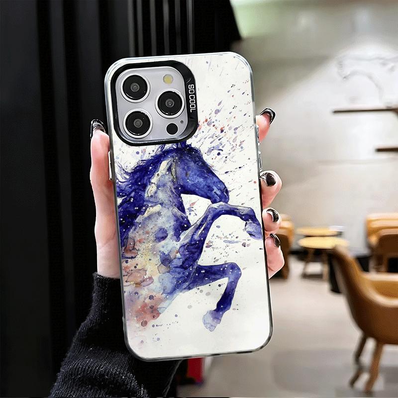 Oil Painting Horse Soft Phone Case for iPhone 15 16 17 Pro Max 17Air 16E 14 Plus 13 12 Mini Shockproof Cover Back Shell
