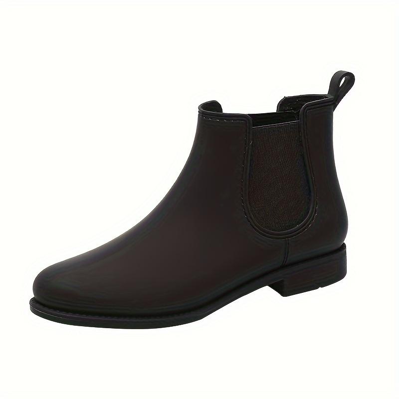 Protiskluzové, Termální Dámské Módní PVC Holínky | Kulatá Špička, Robustní Podpatek, Střední Podpatek, Zesílené Měkké Krátké Holínky, Pouze Ruční Mytí