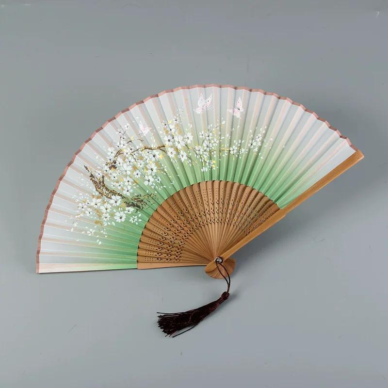 Elegant Fan Hall Retro Style Folding Fan Female Summer Japanese Style Portable Portable Tassel Small Folding Fan Chinese Style Han Costume Fan