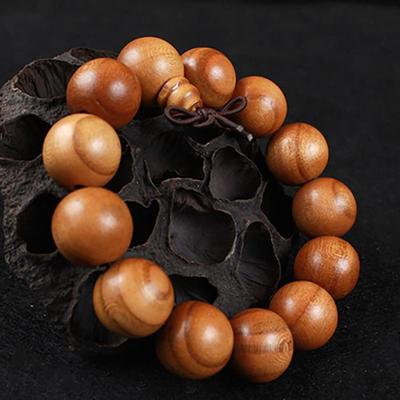 Peach Wood Bracelet: Unisex Buddhist Beads, Round Beads for Couples, Car Gear Shift Ornament, Night Market Style