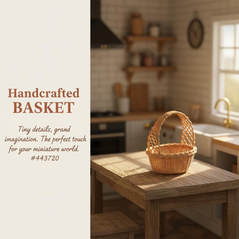 1Pcs Handmade Fashion Hand Woven Basket Miniature Dollhouse Simulation Vegetable Basket DIY Vine Woven Basket For Doll Accessory