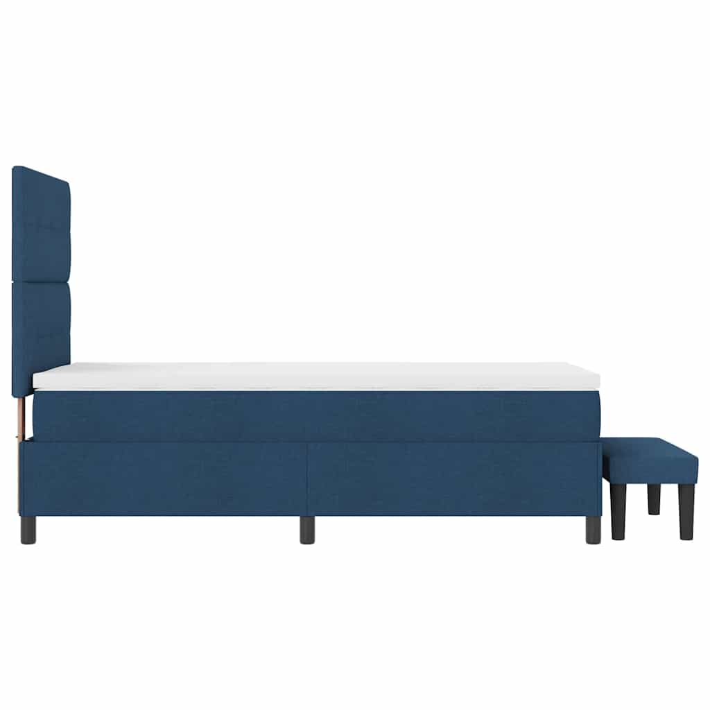 Boxspring Bed with Headboard Blue 90 X 190 Cm Fabric