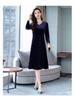 Elegantes Samt-Langarmkleid für Damen - Taillenbetonender Midirock für jede Jahreszeit