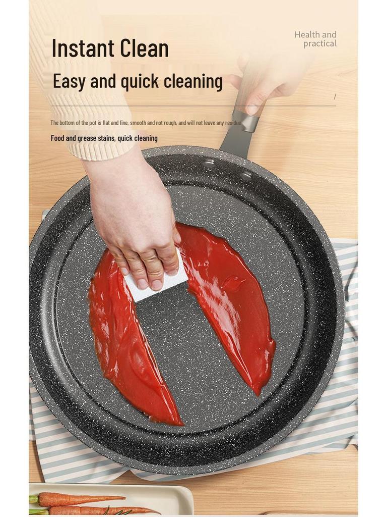 Nepřilnavá pánev z maifanského kamene, Multifunkční pánev s plochým dnem pro plynové nebo indukční varné desky