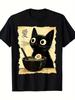 [Kawaii Cat ] Funny Cat Ramen Graphic Tee Japanese Anime Style, Short Sleeve,