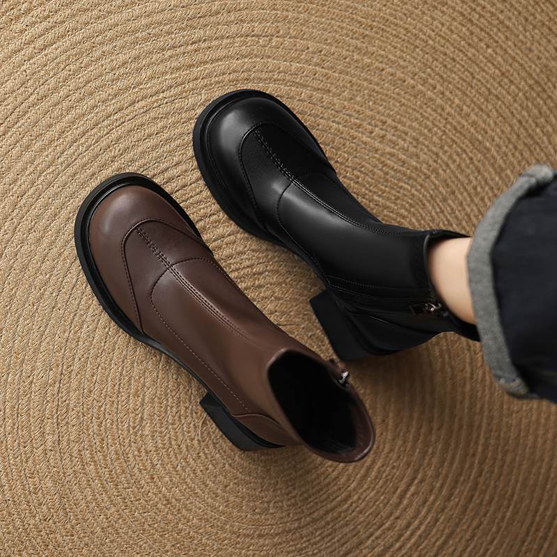 Krazing Pot Microfiber Winter Round Toe Modern Platform Size 33 Boots Size 43 Women Fashion Ankle Boots