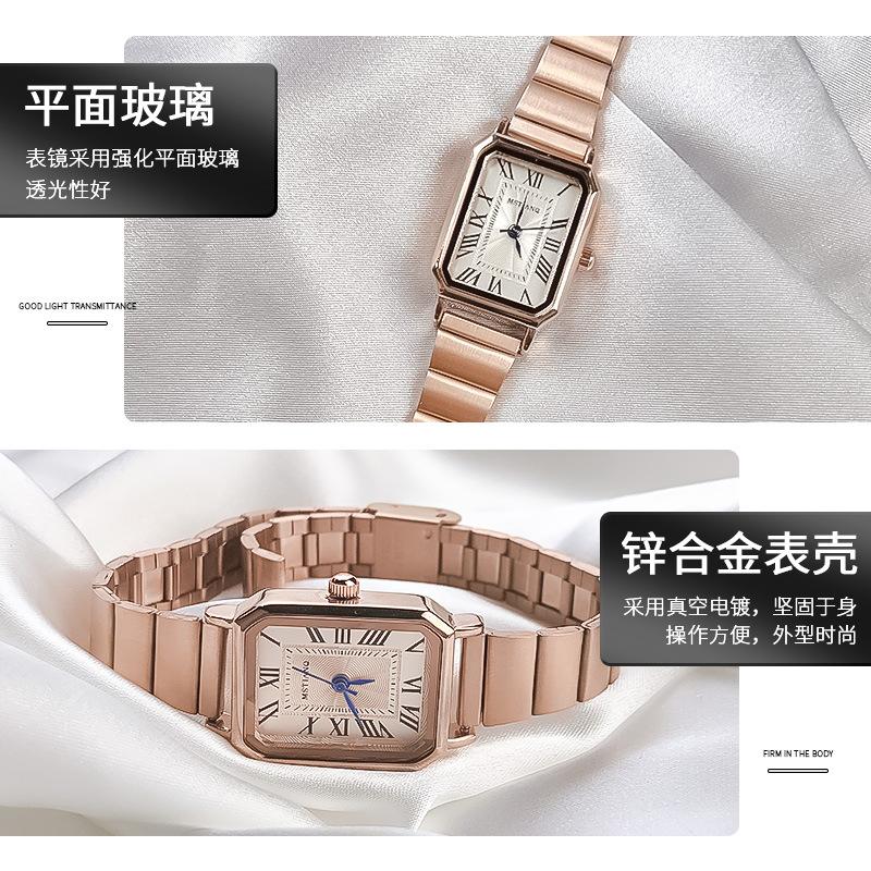 Women'S Square Watch Niche Design Simple Temperament Student Bamboo Belt Light Luxury Women'S Watch