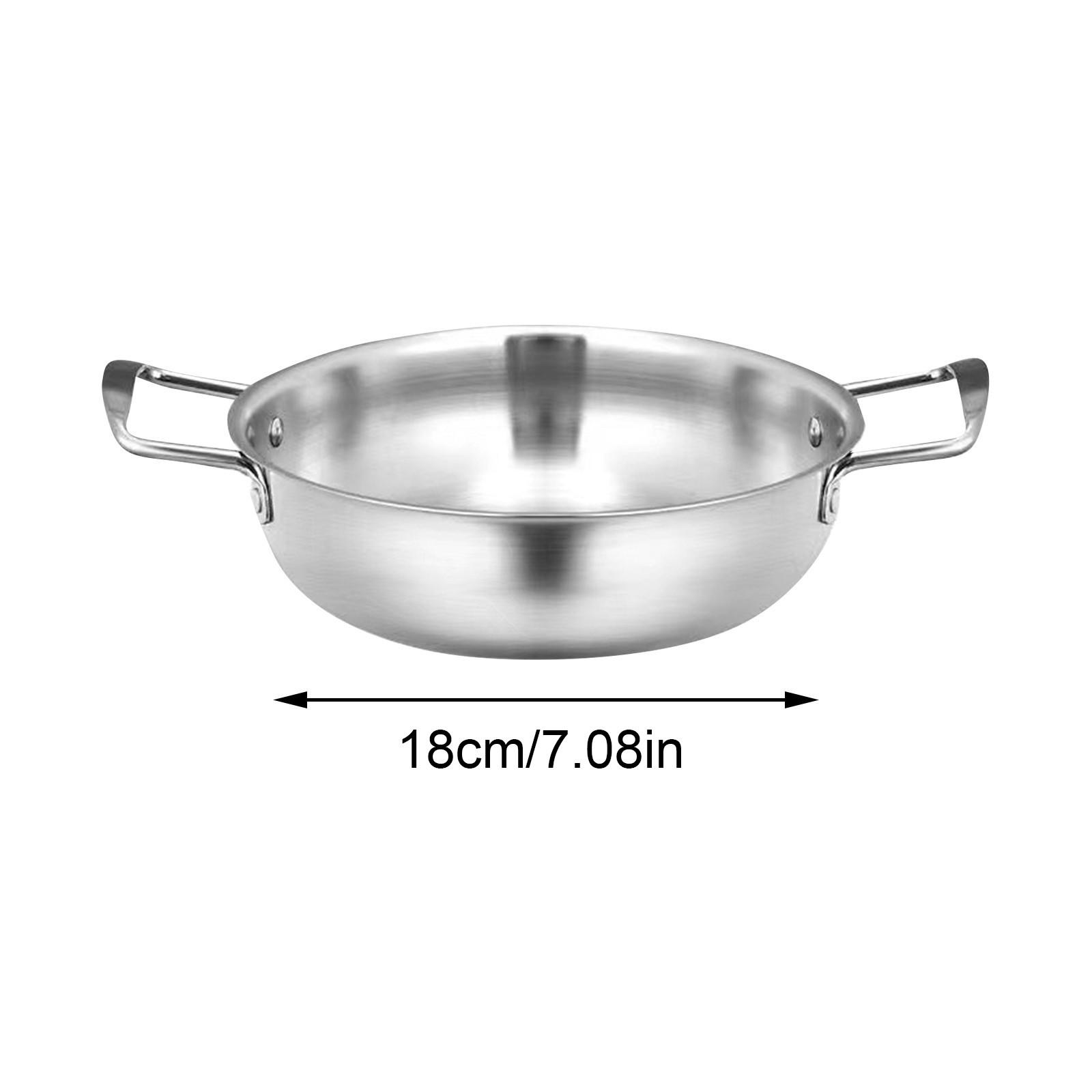 

Gold/Silver Stainless Steel Instant Noodle Pot, Single Person Small Hotpot,Double Ear Flat Bottomed Dry Pot, Kitchen supplies