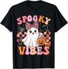 Groovy Spooky Vibes Cute Boo Ghost Halloween Costumes Girls Unisex T-Shirt