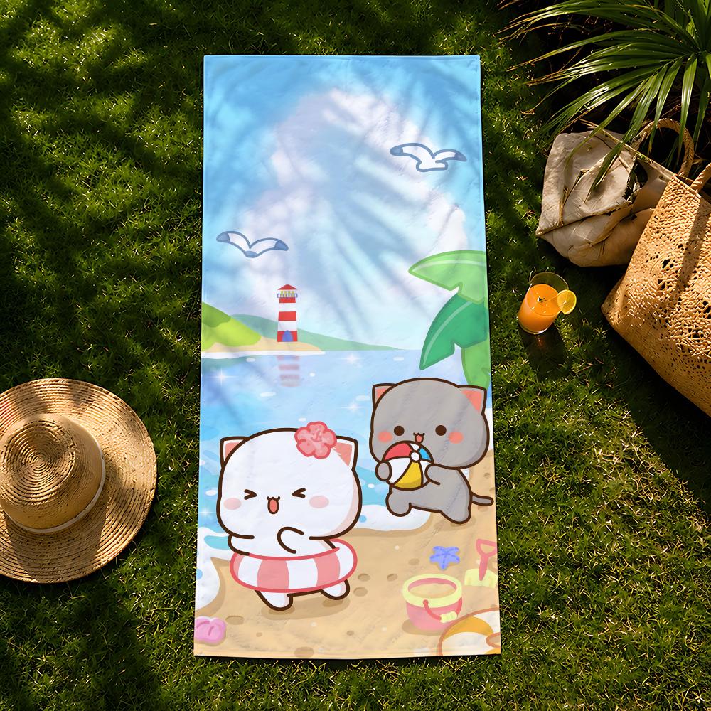 Character P-Peach C-Cat Towel Beach Towel, Quick Drying Absorbent Bath Towel For Swim,Gym,Camping,Outdoor Hot