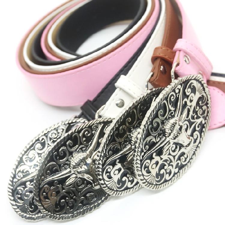 Convenient Waist Belt Bull Head Buckle Waist Belt PU Leather Wide Belt Adjust Coat Dress Female Western Waistband