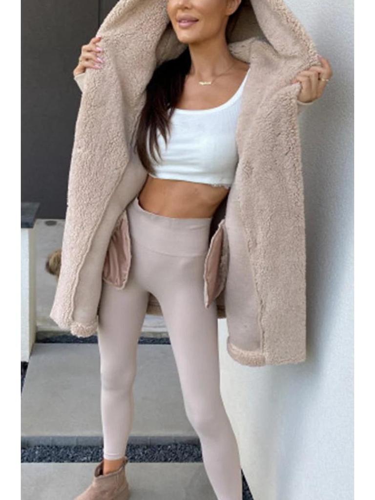 2024 Autumn/Winter European & American Women's Plush Loose Hooded Jacket Coat