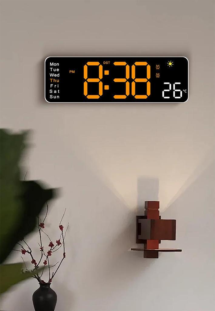 Multifunctional Living Room Wall Clock with Temperature Display and Alarm