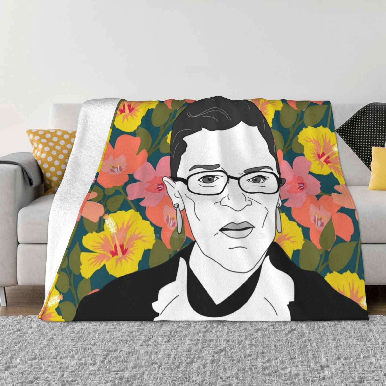 Ruth Bader Ginsburg Floral Latest Super Soft Warm Light Thin Blanket Notorious Rbg Feminist Top Ruth Bader Ginsburg Top Rbg Top 30x40in