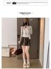 Coffee Glutinous Rice Color Pleated A-Line High-Waist Skirt - Women's Autumn/Winter Anti-Exposure Slimming Skirt.