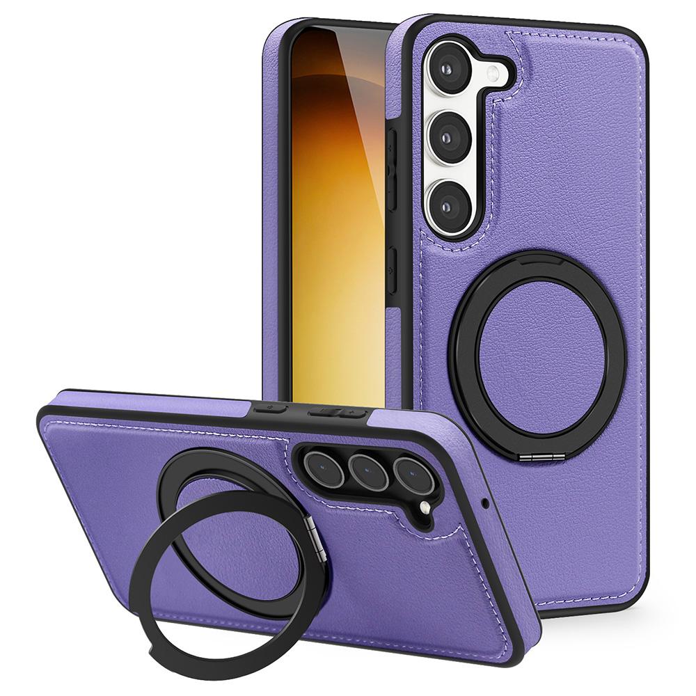 Etui na Samsunga Galaxy S23+ z pierścieniową podpórką, kompatybilne z MagSafe, tylna okładka ze skóry PU