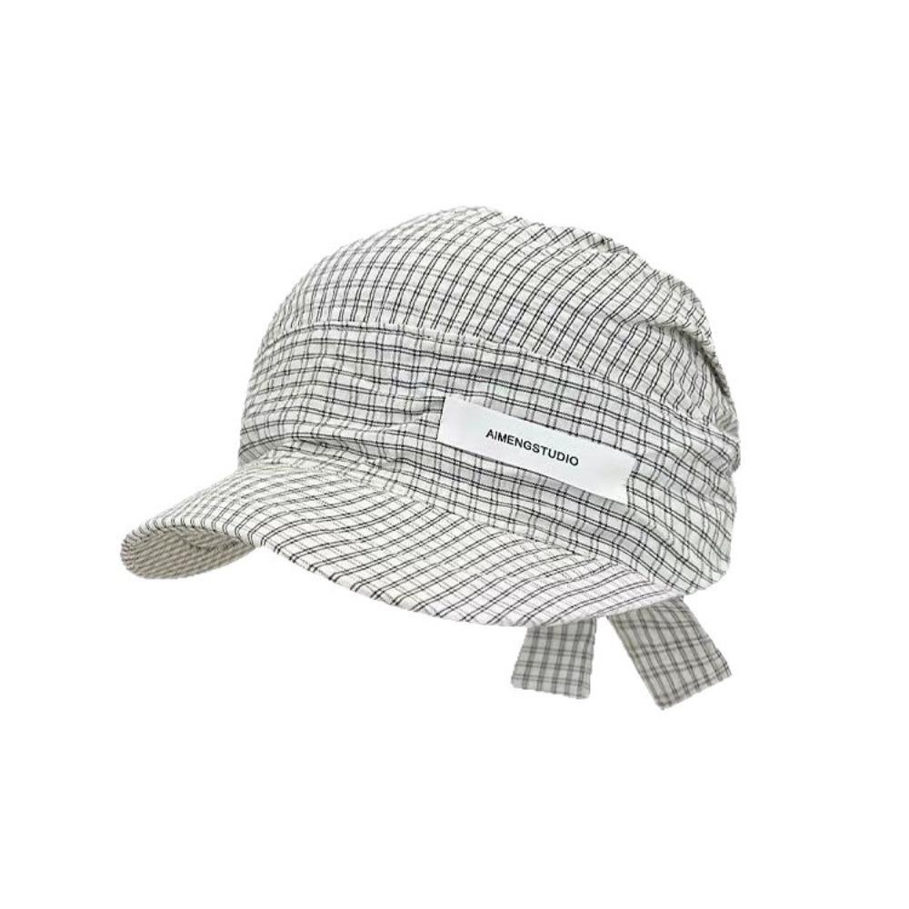 Plaid Headscarf Baseball Hat Lace Strappy Bandana Cap Casual Sunscreen Headscarf Hat  Summer