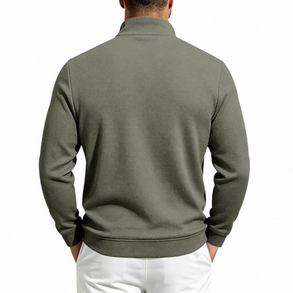 Men's Heavy Weight Knit Zip Up Sweatshirt with Stand Collar Loose Fit Thermal for Casual Wear