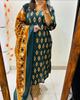 Indisk designer Kurta bukse Dupatta-sett for kvinner Bollywood topptunika Kurti Salwar-dresskjole