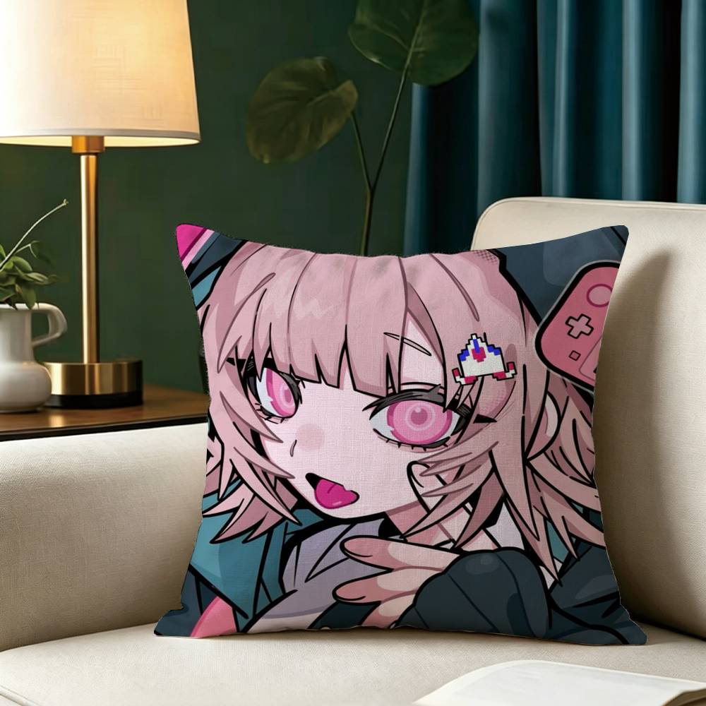 D-Danganronpa C-Chiaki N-Nanami Anime Pillow Case Square Double-Sided Sofa Cushion Cover Bedroom Bedside Pillow