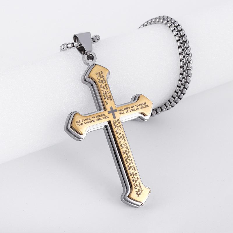 Classic Stainless Steel Cross Pendant Necklace Mens Women Jewelry Street Party Fashion Accessories Gift