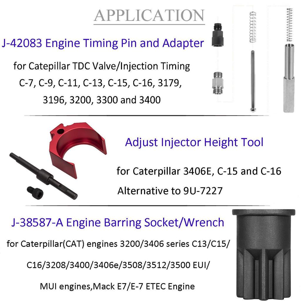 Injector Tool Set J-42083 for Caterpillar CAT 3406E, C-15, C-16 Engines