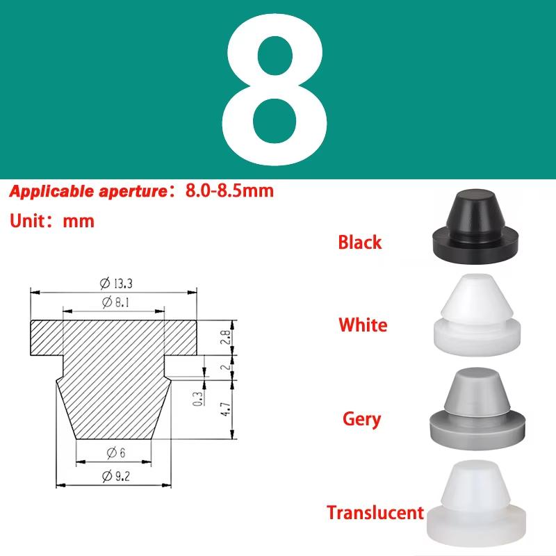 Snap-on Silicone Rubber Plug 3/3.5/4/4.5/5/6/6.5/7-14mm Soft Seal Hole Plugs Blanking End Cap T Type Hole Plug Cover Four Colors